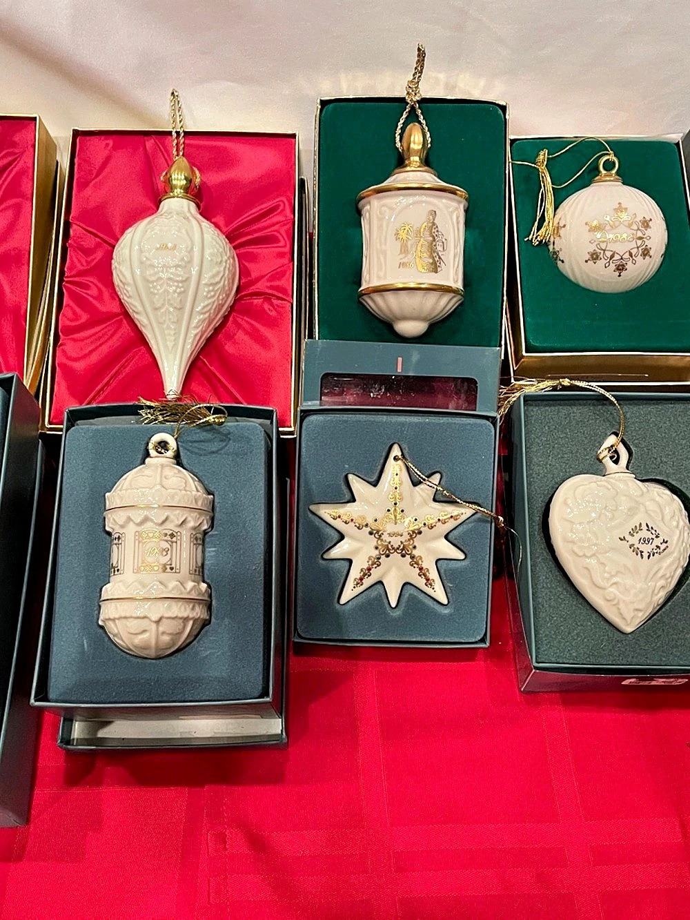 Vintage Lenox Annual Ornament Lot (10) w/ Boxes - RARE 1st Ed 1982 Incl
